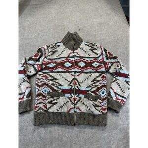 FAHERTY Huron Cowichan Alpaca Aztec Southwest Shawl Collar Cardigan Sweater Lg